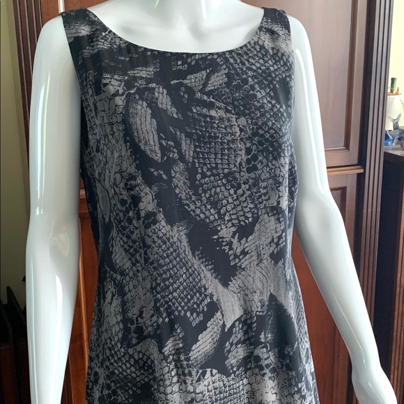 Richards 100% silk maxi party prom dress black & gray snake animal print US 12 - Picture 6 of 16